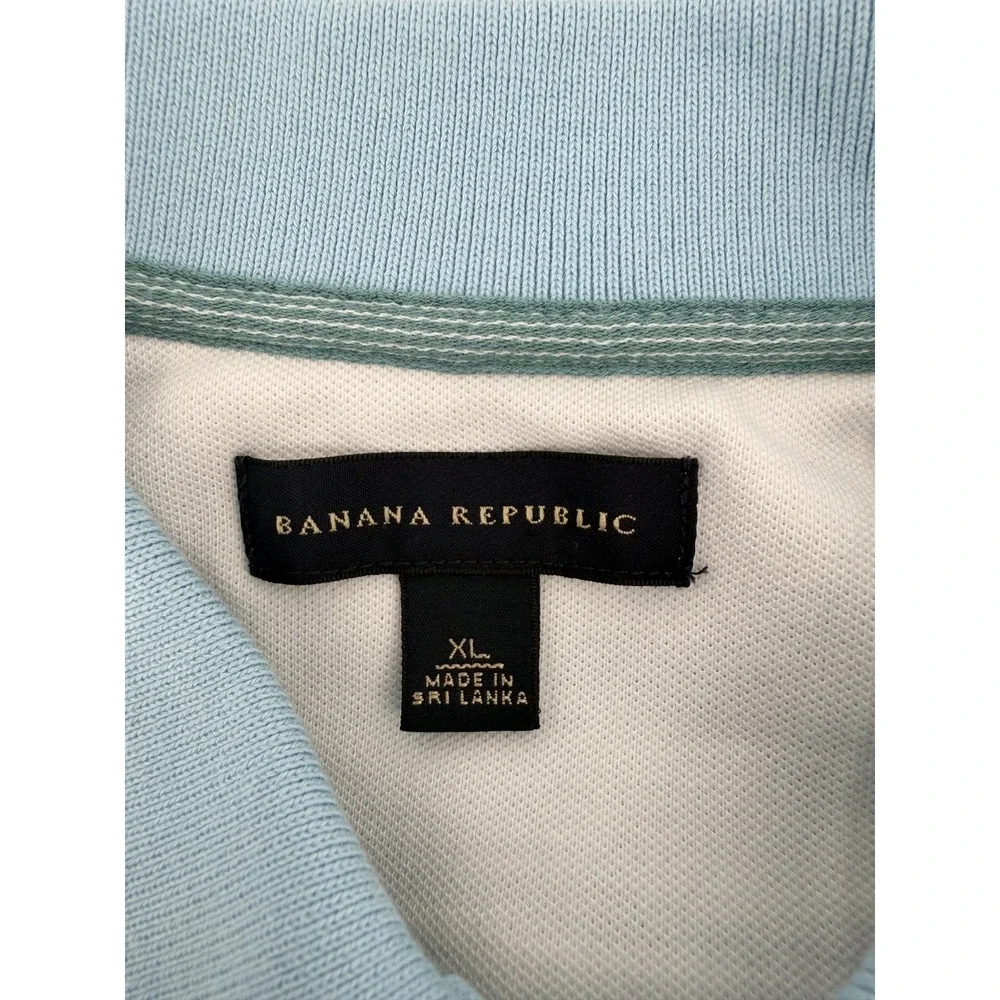 Banana Republic Blue Pique Polo Shirt Men XL Cotton Logo Preppy Golf Casual EUC